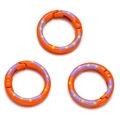 Drie kleurrijke ronde legering springgespen met oranje, paarse en gele schilderpatronen - Oranje