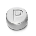 Perle ronde perle charm en acier inoxydable argenté 7mm avec design de lettre P - Lettre P / Acier