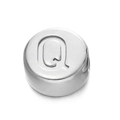 Perle ronde de 7mm en acier inoxydable avec lettre Q gravée en finition argentée - Lettre Q / Acier