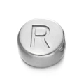 Perle ronde en acier inoxydable argenté de 7mm avec lettre R gravée pour bijoux DIY - Lettre R / Acier