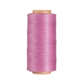 Macro detail of 0.8mm flat waxed polyester thread in lilac for leather sewing - Pink Purple (Style 03)