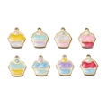 Pendentifs cupcakes colorés en acier inoxydable doré pour la création de bijoux DIY - Gâteau Mélange Aléatoire
