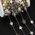 DIY 18K gold stainless steel chain with acrylic stars on spool for jewelry making - Star Hand-made Chain (JCXZ-133) / 1m / Gold