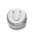 Perle ronde 7mm en acier inoxydable doré avec lettre U gravée pour bijoux DIY - Lettre U / Acier