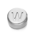 Perle de 7mm en acier inoxydable argenté avec lettre W gravée pour bijoux DIY - Lettre W / Acier