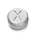 Perle lettre X ronde de 7 mm en acier inoxydable argenté pour bijoux personnalisés - Lettre X / Acier