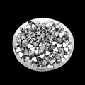 Macro shot of heart shaped silver beads with smooth metallic finish in a round container - Horizontal Heart / 100 Pieces/Pack (6*6mm) / Silver