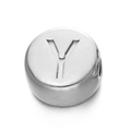 Perle ronde de 7mm en acier inoxydable argent poli avec lettre Y gravée pour bijoux - Lettre Y / Acier