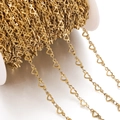 Detail of 18K gold-plated stainless steel heart-shaped DIY craft chain on a spool - 1 Meter / Gold Hollow Horizontal Heart (Heart Approx 4.5x10mm)