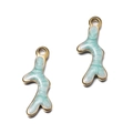 Pendentifs corail en acier doré avec émail vert clair pour la création de bijoux DIY - Algue Vert Lac