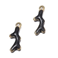 Pendentif corail en émail noir et acier inoxydable doré avec paillettes pour bijoux - Algue Noir