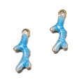 Pendentifs corail dorés avec émail bleu clair et fini perlé pour bijoux DIY - Algue Bleu