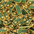Detailed macro view of green bamboo jade style pendants with elegant gold leaf accents - Dark Green Style 01 (2 Pieces/Pack)