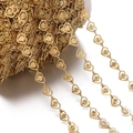 Macro shot of gold-plated stainless steel heart-shaped link chain for jewelry making - 1 Meter / Gold Double Heart (Heart Approx 6x10.5mm)