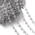 Macro shot of silver stainless steel heart chain on a spool for DIY jewelry crafts - 1 Meter / Steel Color Double Heart (Heart Approx 6x10.5mm)