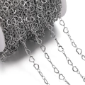 Polished silver heart-shaped stainless steel DIY jewelry chain on a white spool - 1 Meter / Steel Color Small Heart (Heart Approx 5x6.5mm)