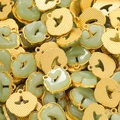 Macro shot of cloud-shaped light green faux jade charms with gold metal edges for DIY jewelry - Green Style 05 (2 Pieces/Pack)