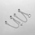 Detailansicht von drei silbernen Muschel-Sicherheitsketten für DIY-Schmuckarmbänder - Muschelform / Länge ca. 13.2cm