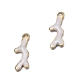Pendentif corail en acier inoxydable doré avec finition en émail nacré blanc - Algue Blanc