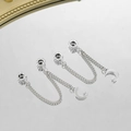 Dettaglio di ciondoli a stella e luna in argento con doppie catene per gioielli fai-da-te - Design della Luna