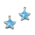 Pendentif étoile de mer en acier doré avec émail bleu clair pour bijoux DIY - Étoile de Mer Potelée Bleu