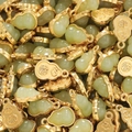 Macro view of gold-plated gourd pendant with faux jade inlay and 福 character engraving - Green Style 13 (2 Pieces/Pack)