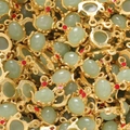 Pile of Chinese style gold alloy teapot pendants with green jade-like stones for DIY - Green Style 14 (2 Pieces/Pack)