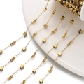 Handmade gold plated stainless steel cube chain for DIY necklaces and bracelets making - Without Reel / 1m / Gold