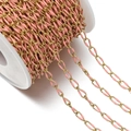 Detailed view of pink enamel and gold-plated stainless steel oval chain for DIY jewelry making - 1 Meter/Pack / Pink