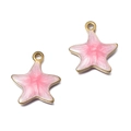 Pendentifs étoile de mer roses avec bordure dorée en acier inoxydable et émail - Étoile de Mer Potelée Rose
