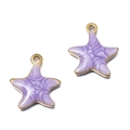 Paire de breloques étoile de mer en émail violet avec bord doré pour bijoux DIY - Étoile de Mer Potelée Violet