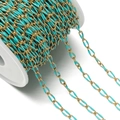 Macro detail of turquoise enamel coated stainless steel twisted oval chain on spool - 1 Meter/Pack / Turquoise Green