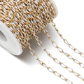 Macro view of gold plated chain with white enamel coating on a spool for DIY jewelry - 1 Meter/Pack / White