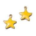 Pendentif étoile de mer jaune DIY avec bordure dorée et finition émail - Étoile de Mer Potelée Jaune