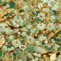 Detalle de colgantes de imitación de jade verde con marcos dorados y detalles de perlas - Estilo Mixto Jade Aleación (Mix 1) / 25 Piezas/Pack (5-34mm)
