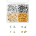 Set detallado de cierres para pendientes de silicona y metal en caja de plástico transparente - Estilo Clasificado Dos (Caja Cuadrada)