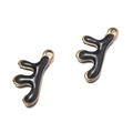 Pendentifs bois de cerf en acier doré avec émail noir scintillant pour bijoux DIY - Corail Noir