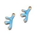 Pendentif corail en émail bleu et acier inoxydable doré pour création de bijoux - Corail Bleu