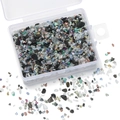 Detailed view of mixed colorful crushed crystals in a storage box for DIY nail art and decor - Black Series 2