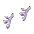 Pendentif corail lavande nacré avec bordure dorée pour la création de bijoux DIY - Violet corail