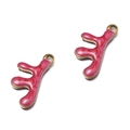 Pendentifs corail rose en acier inoxydable doré avec émail pour bijoux DIY - Corail Rouge Rose