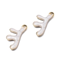 Pendentifs en bois de renne dorés avec émail blanc et boucles de suspension intégrées - Corail Blanc