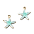 Pendentif étoile de mer DIY avec bords dorés et émail dégradé bleu clair poli - Petite Étoile de Mer Vert Lac