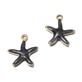 Pendentif étoile de mer DIY avec bord doré et émail pailleté gris foncé pour bijoux - Petite Étoile de Mer Noir