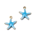 Pendentif étoile de mer bleu ciel en finition dorée avec émail scintillant DIY - Petite Étoile de Mer Bleu