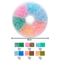 6-color set of 3mm glass seed beads in a round 8cm storage case for DIY jewelry - Round 6-Grid Luminous Glass Seed Bead Set (Approx. 8cm)