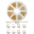 Detalle macro del kit para hacer joyas con cierres de langosta y anillas en caja de 8 - Serie de Oro de 14K y 18K (KT0161)
