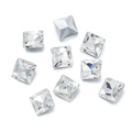 Macro shot of square faceted crystal glass rhinestones with silver metal backing detail - 10 Pieces Pack / Transparent (01 Style)