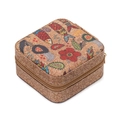 Joyero portátil de corcho con estampados coloridos de peces y flores y cremallera metálica - 10*10*5cm / Patrón de Pez
