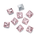 Macro shot of pink square glass crystals with faceted surfaces and pointed bottom base - 10 Pieces Pack / Light Pink (02 Style)